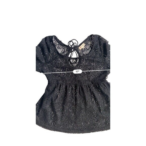 Lace Babydoll Top Womens XL Black Bell Sleeves Fairy Boho Whimsygoth Y2K Witchy - Picture 8 of 10